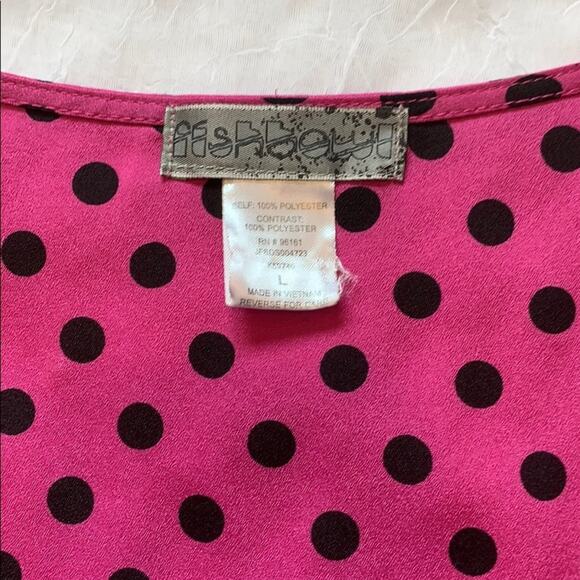 Fishbowl pink and black polka dot fit and flare dress, L - Picture 7 of 9